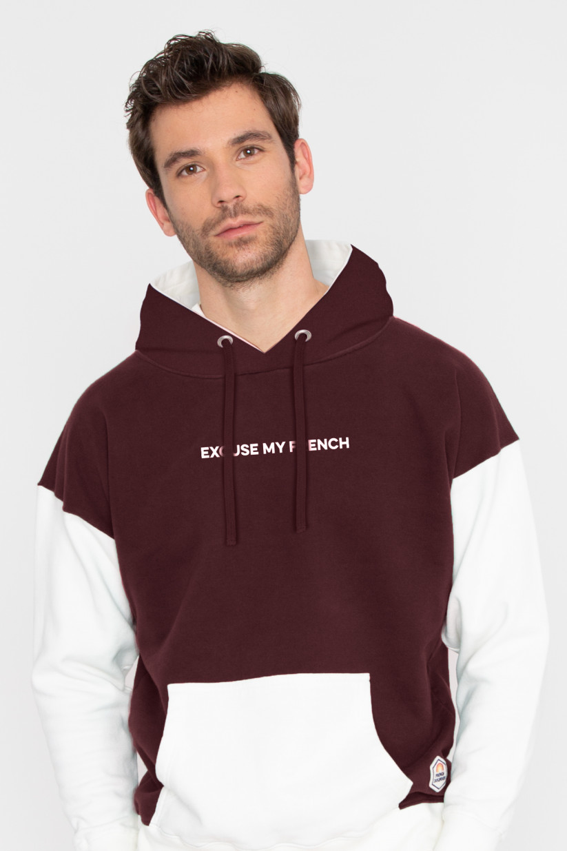 Sweat homme à capuche bicolore avec motif EXCUSE MY FRENCH by French  Disorder