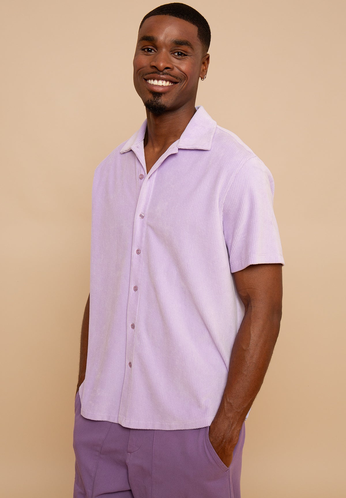 Surchemise KEANU Côtelé Lilac – photo 1