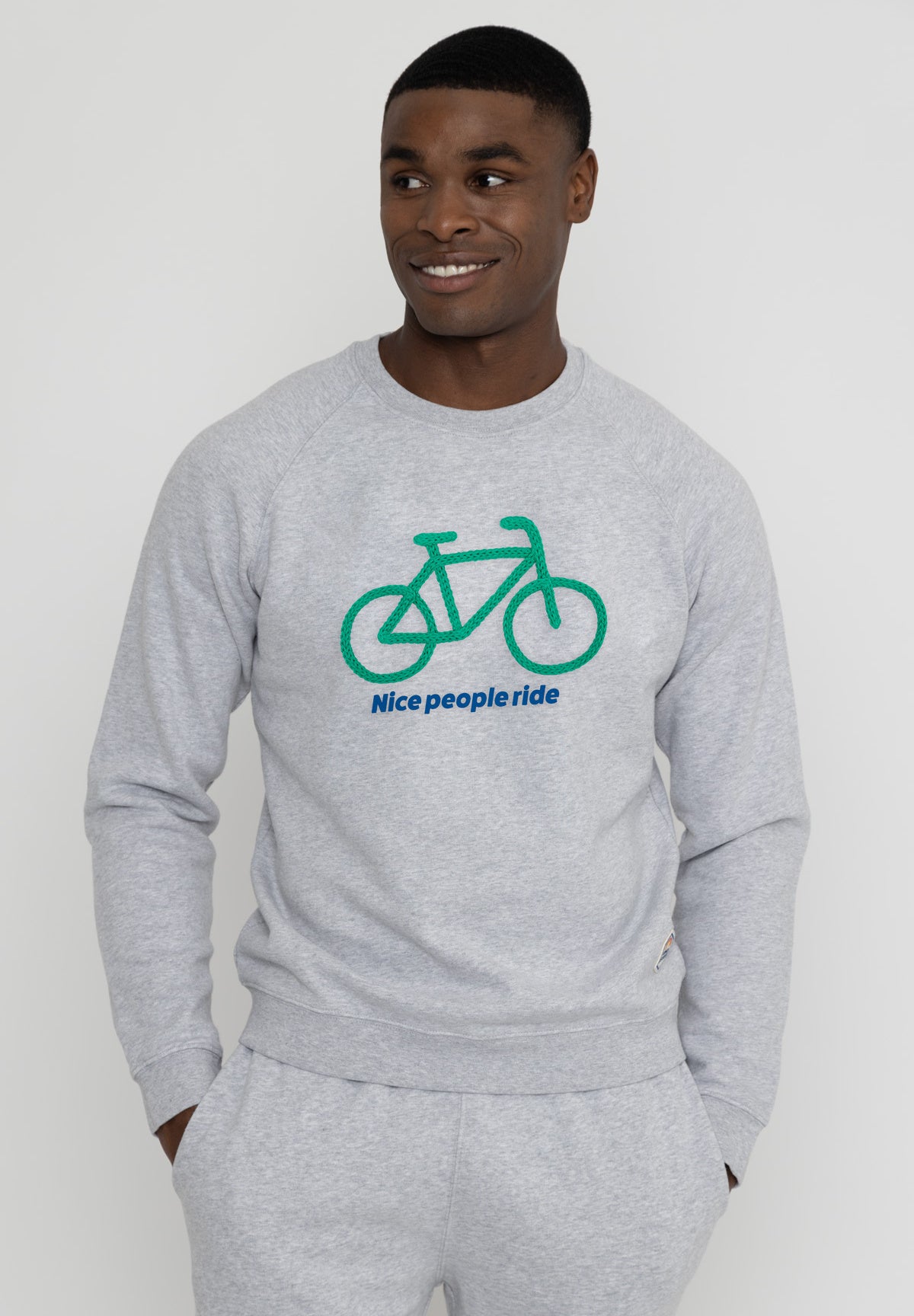 Sweatricotin Clyde NICE PEOPLE RIDE Heather Grey – photo 1